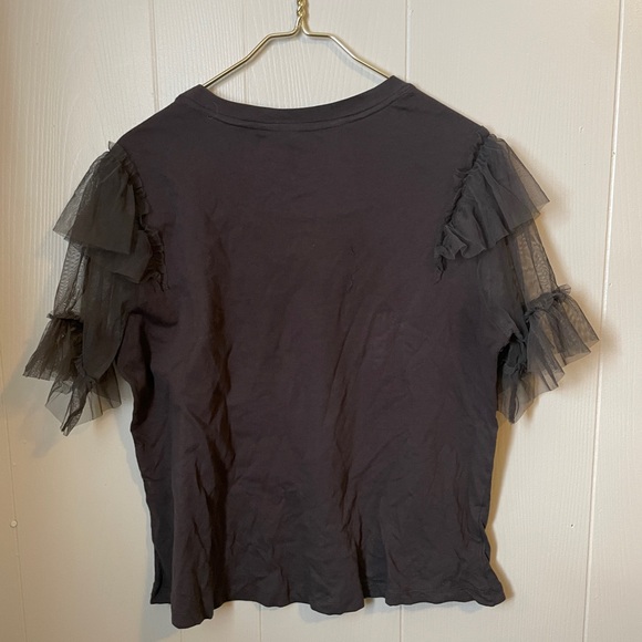 Anthropologie PILCRO  SOLDOUT Tulle Ruffled Sleeve Graphic Tee - Picture 10 of 10